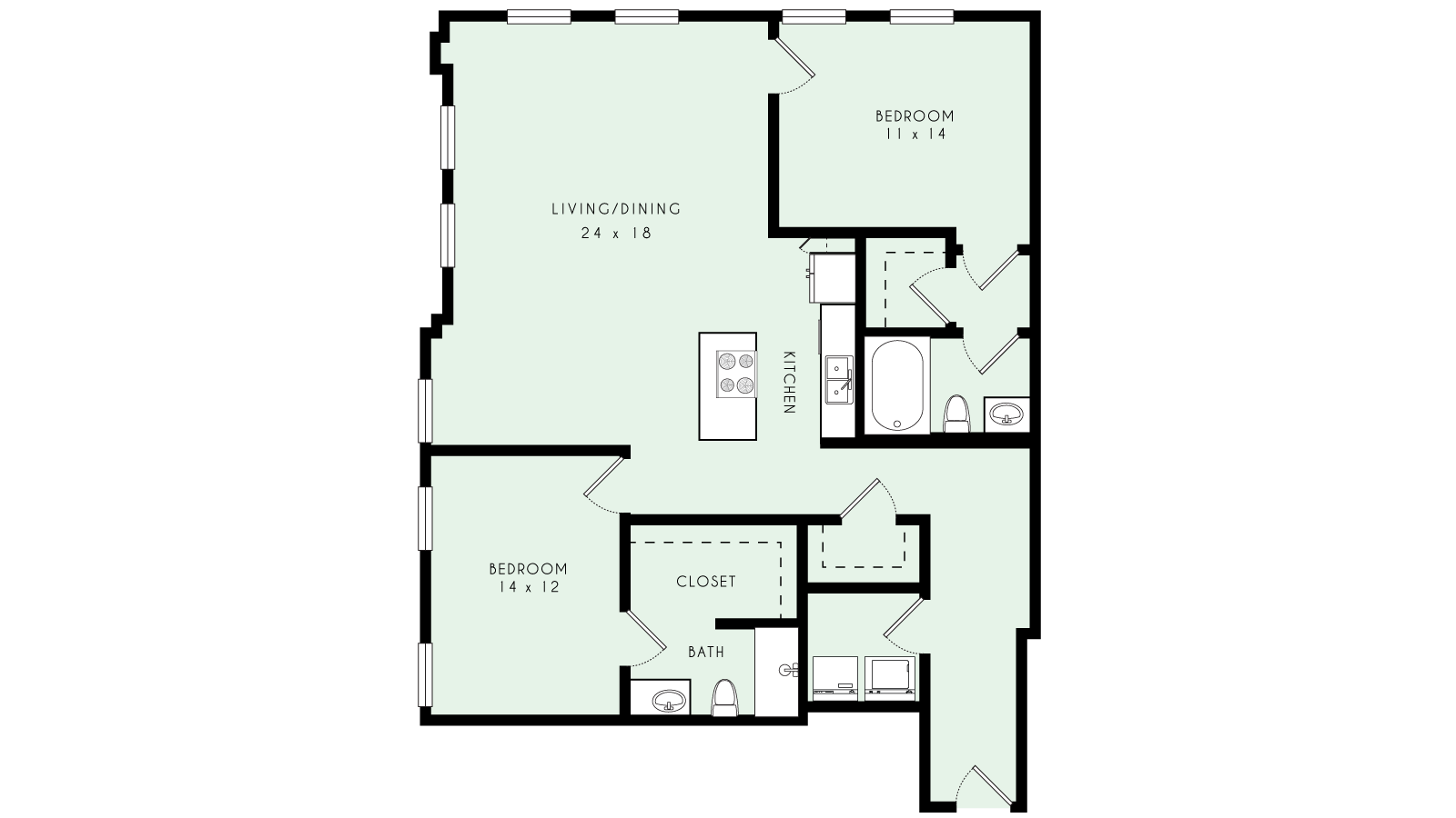 B12 | Two Bed, Two Bath | 1,534 sqft
